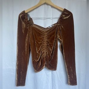 Bronze Velvet, Puff sleeved Crop top